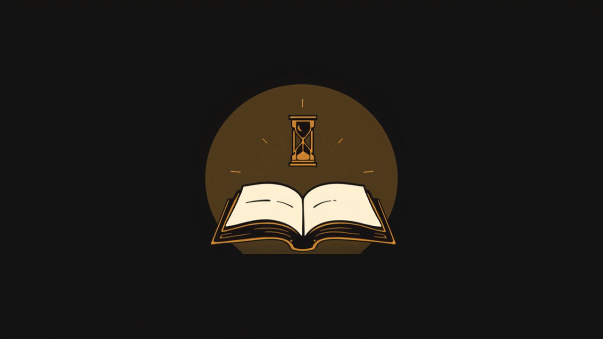 Illustration d'un livre ouvert surmonté d'un sablier, évoquant le souvenir