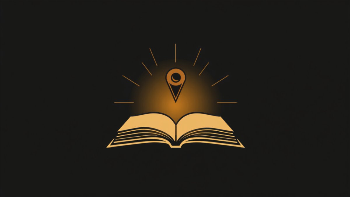 Illustration d'un livre ouvert surmonté d'un repère de localisation, évoquant le Cameroun