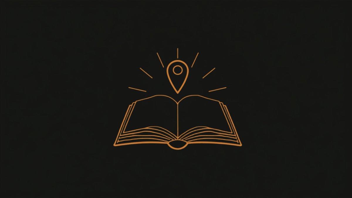 Illustration d'un livre ouvert surmonté d'un repère de localisation, évoquant la Côte d'Ivoire